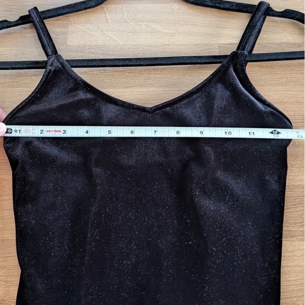 Anine Bing Alissa Bodysuit Womens Black Velour Logo Scoop Sleeveless Minimalist - Picture 5 of 8